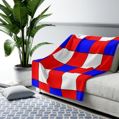 Red, White, Blue Retro Check Blanket Throw