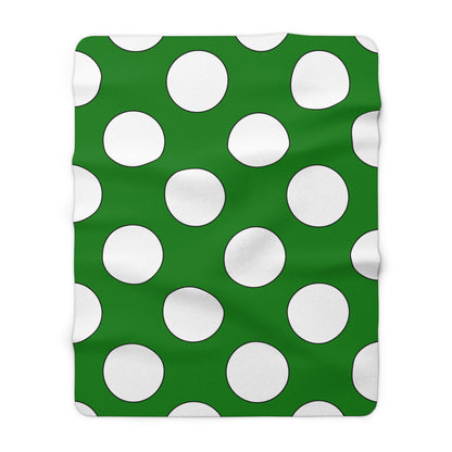 Green, White Retro Polka Dots Blanket Throw
