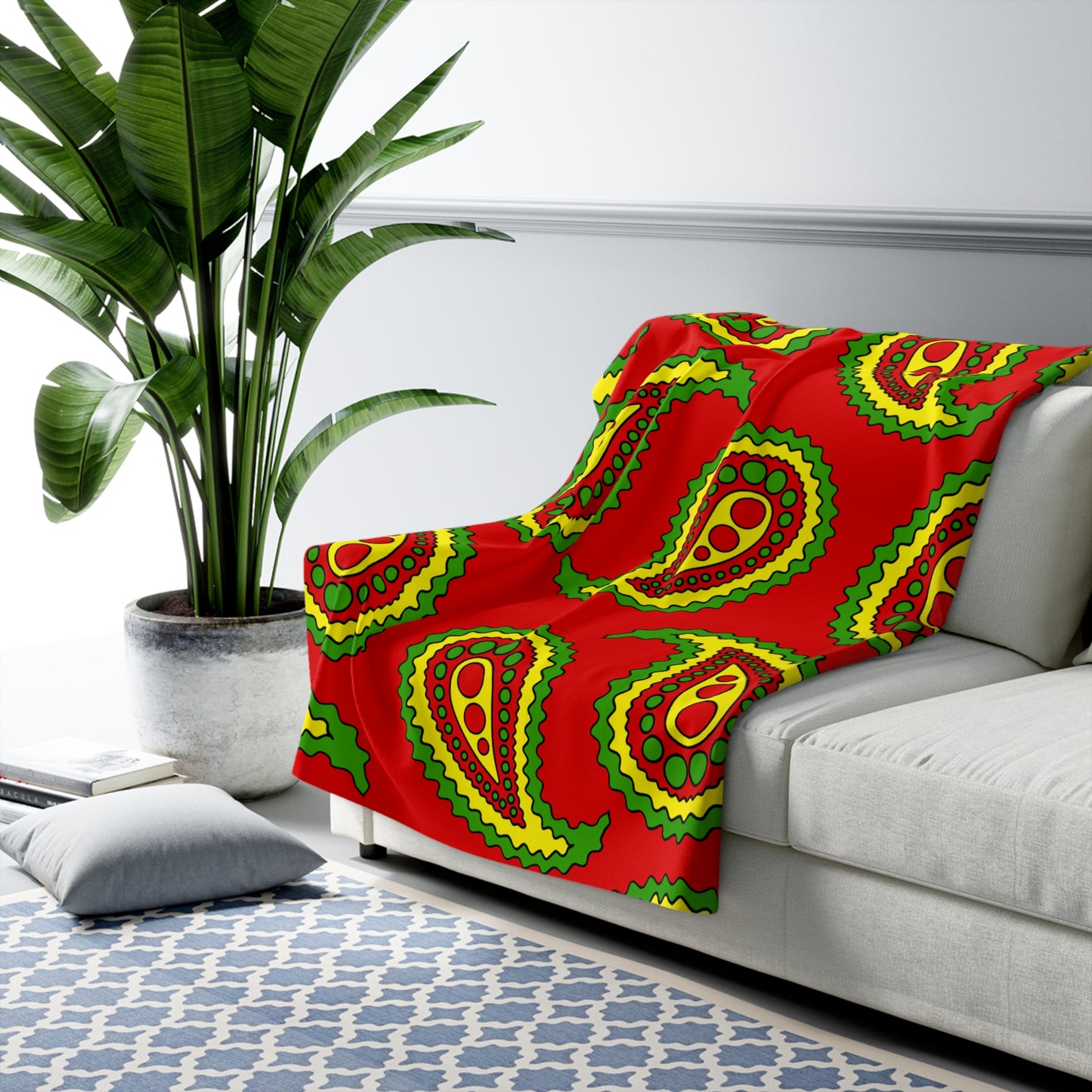 Burkina Faso Retro Paisley Blanket Throw