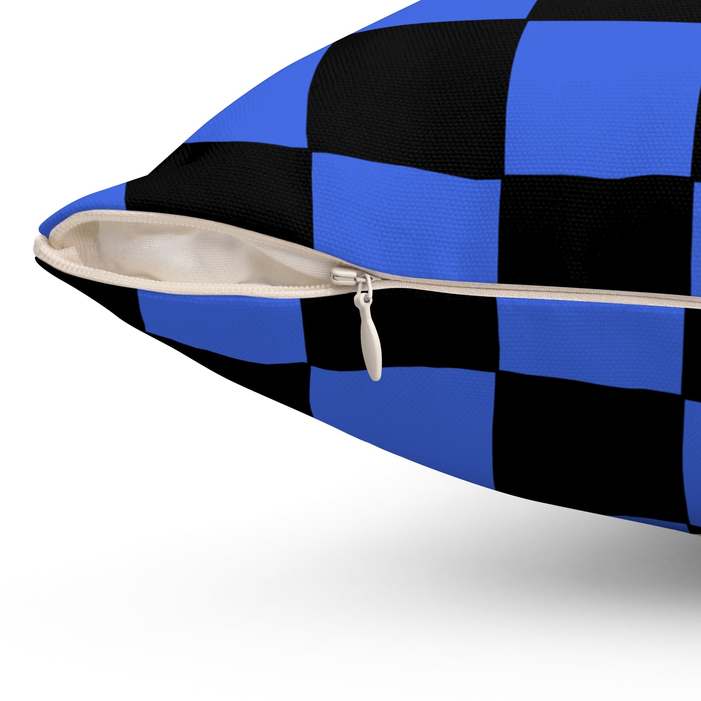 Royal Blue, Black Retro Check Cushion Pillow