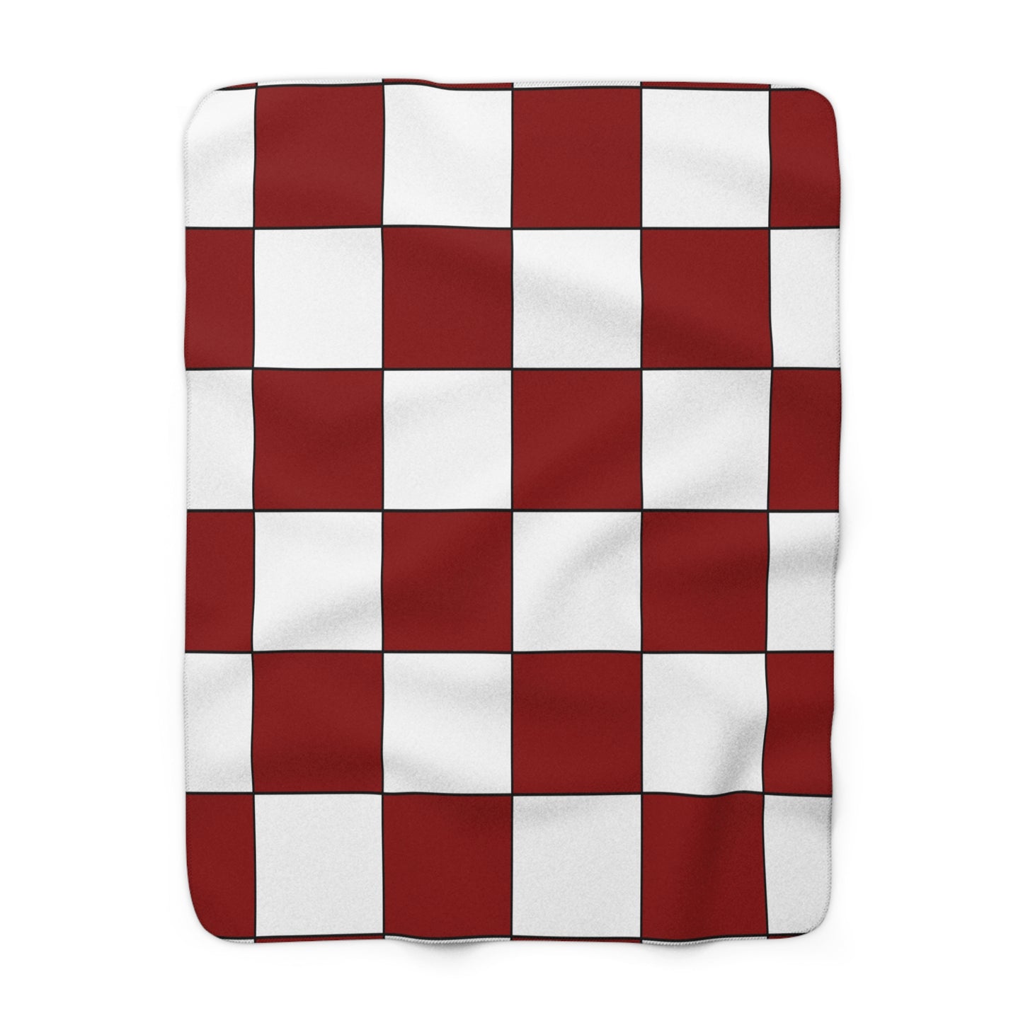 Dark Red, White Retro Check Blanket Throw