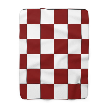 Dark Red, White Retro Check Blanket Throw