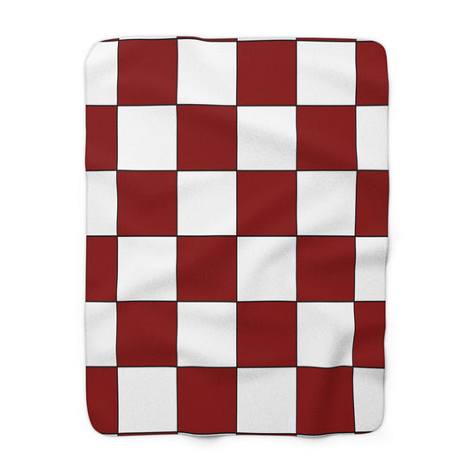 Dark Red, White Retro Check Blanket Throw