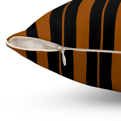 Brown, Black Retro Stripes Cushion Pillow