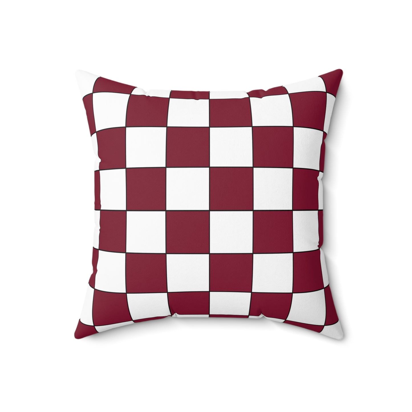 Claret, White Retro Check Cushion Pillow