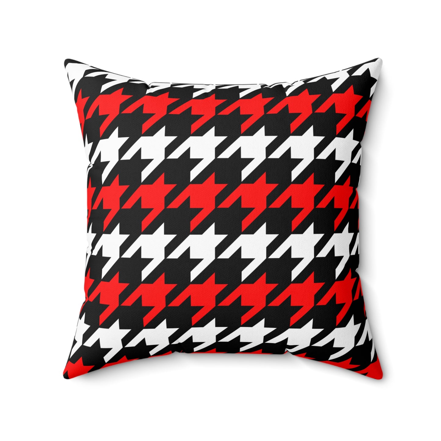 Black, White, Red Retro Houndstooth Cushion Pillow