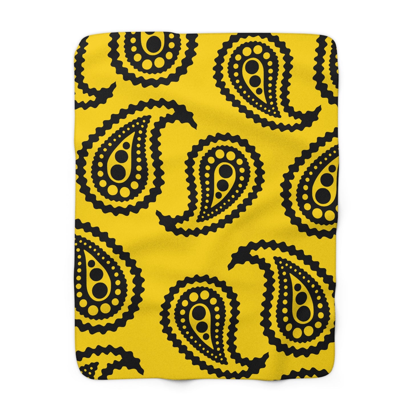 Gold, Black Retro Paisley Blanket Throw