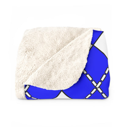 Blue, White Retro Argyle Blanket Throw