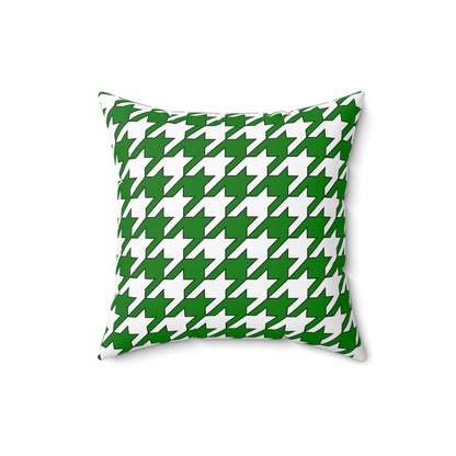 Green, White Retro Houndstooth Cushion Pillow