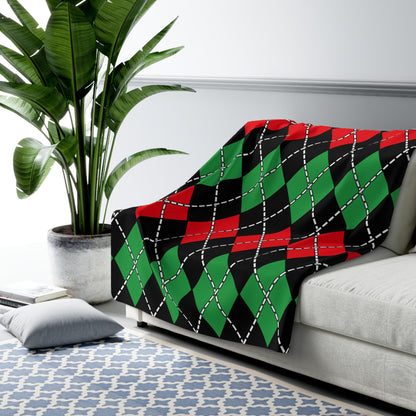 Libya Retro Argyle Blanket Throw