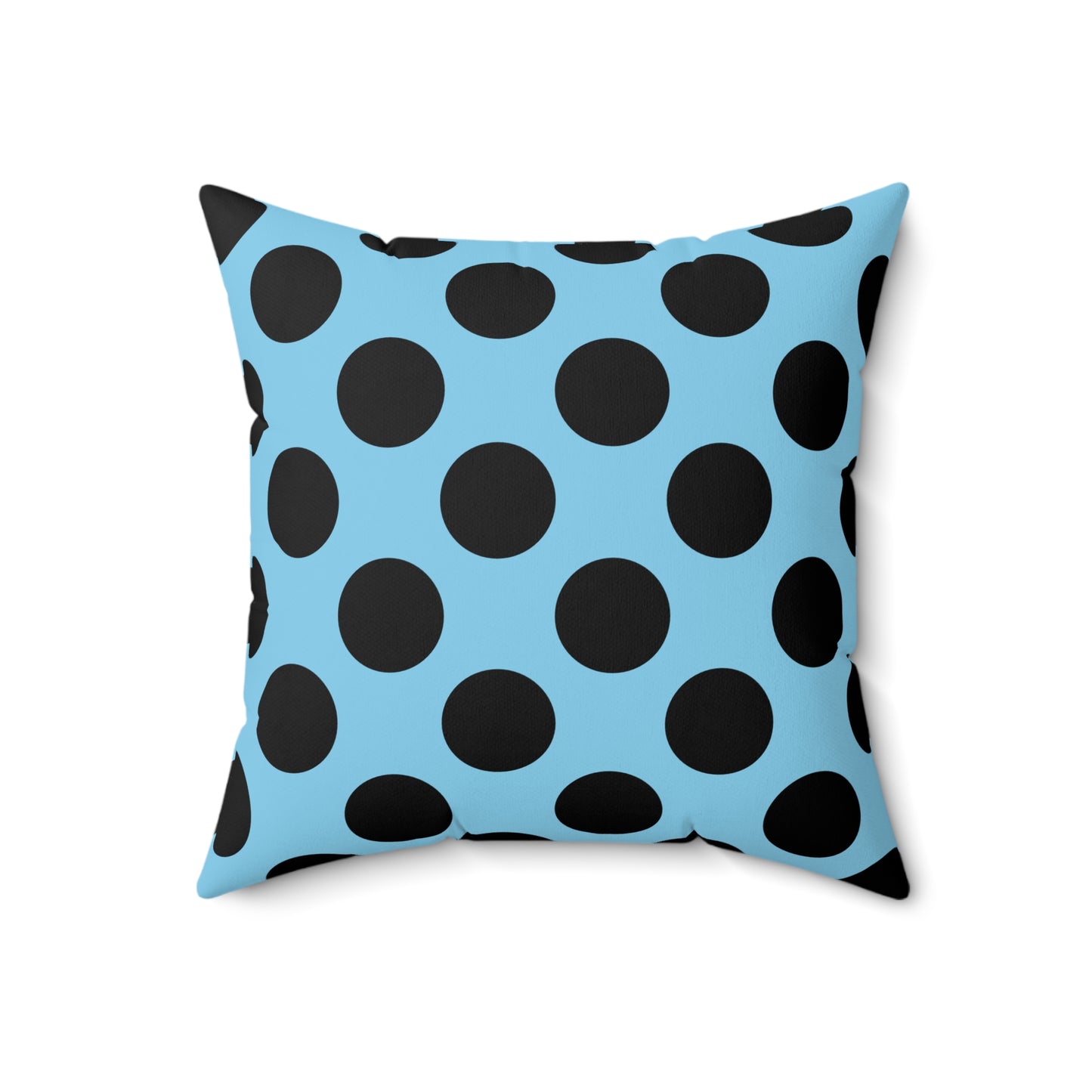 Sky Blue, Black Retro Polka Dots Cushion Pillow