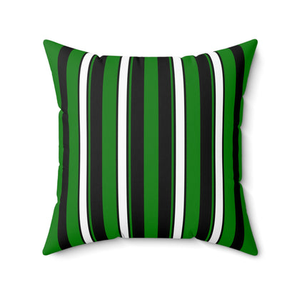 Green, Black, White Retro Stripes Cushion Pillow