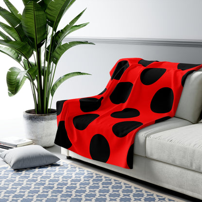 Red, Black Retro Polka Dots Blanket Throw