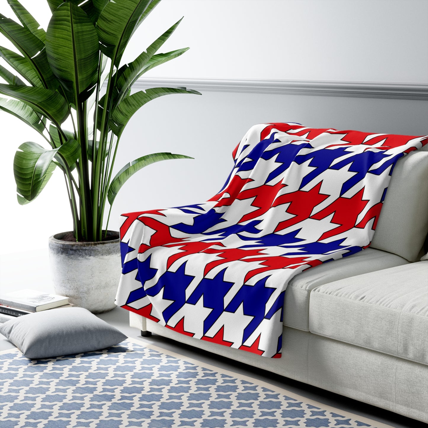 Saint Pierre And Miquelon Retro Houndstooth Blanket Throw