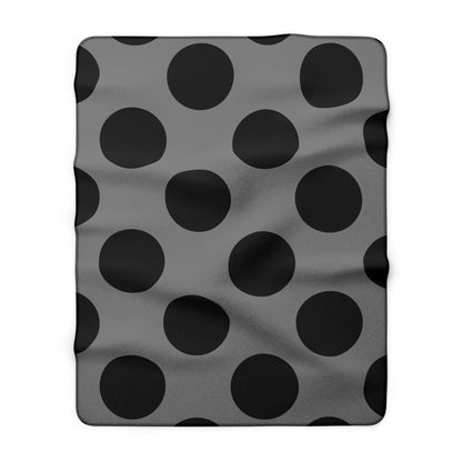 Grey, Black Retro Polka Dots Blanket Throw