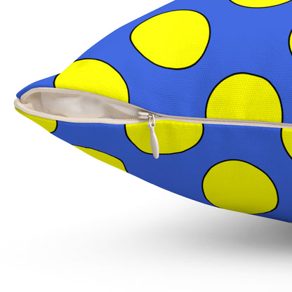 Royal Blue, Yellow Retro Polka Dots Cushion Pillow