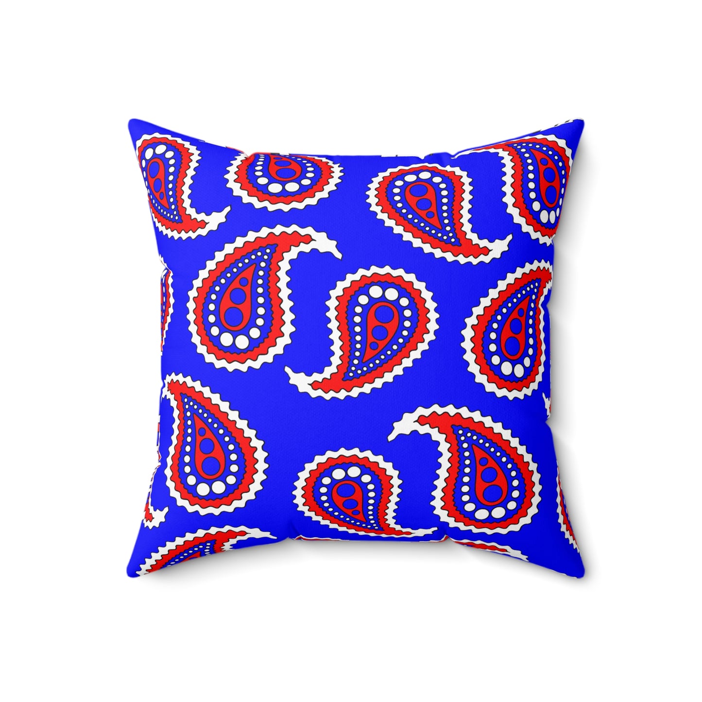 Blue, White, Red Retro Paisley Cushion Pillow