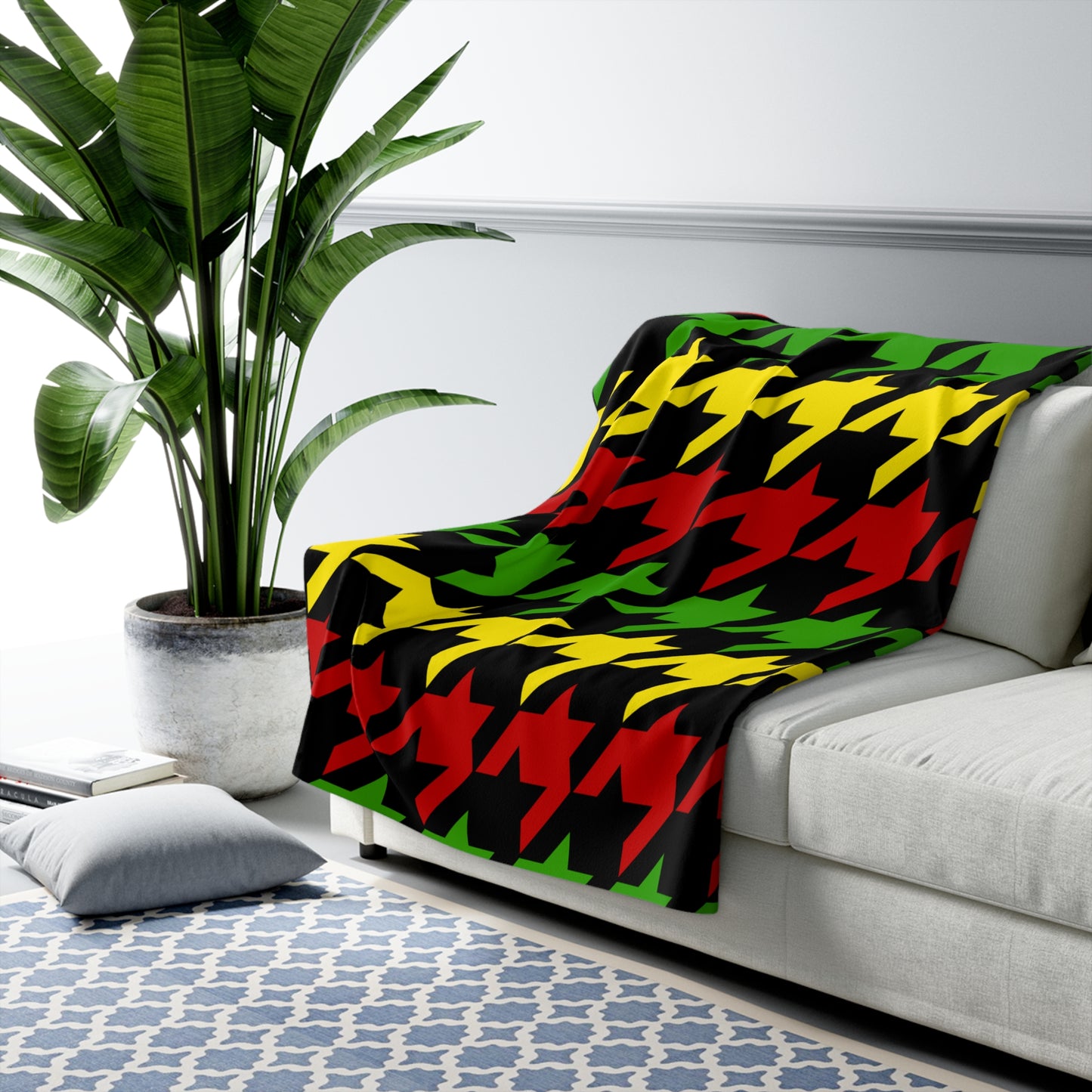Saint Kitts And Nevis Retro Houndstooth Blanket Throw