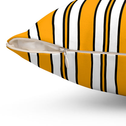 Orange, White Retro Stripes Cushion Pillow