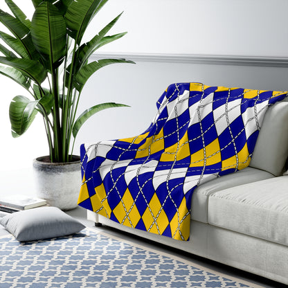 Bosnia And Herzegovina Retro Argyle Blanket Throw