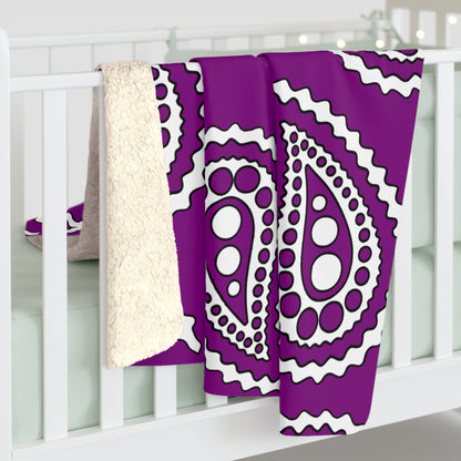 Purple, White Retro Paisley Blanket Throw