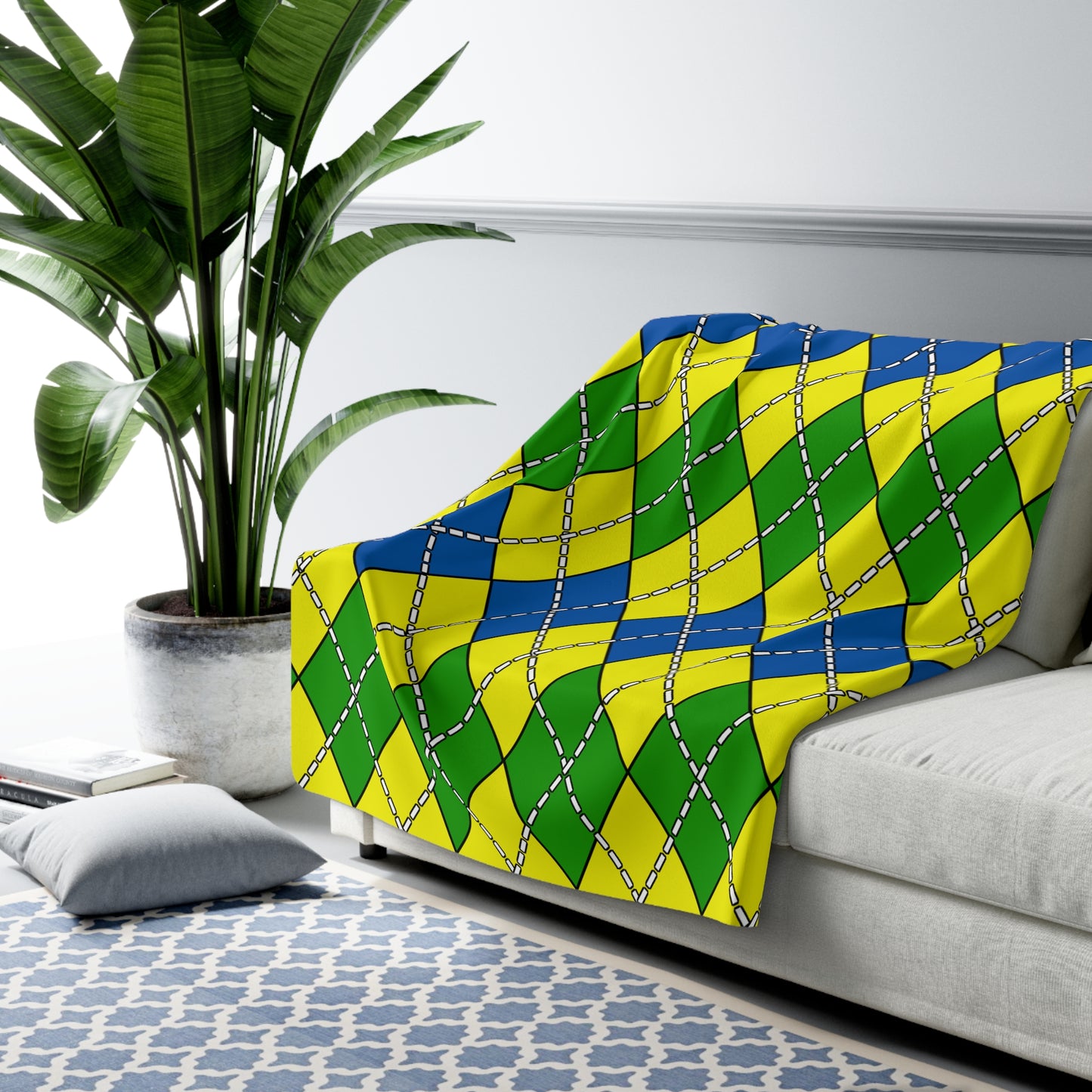 Saint Vincent And The Grenadines Retro Argyle Blanket Throw
