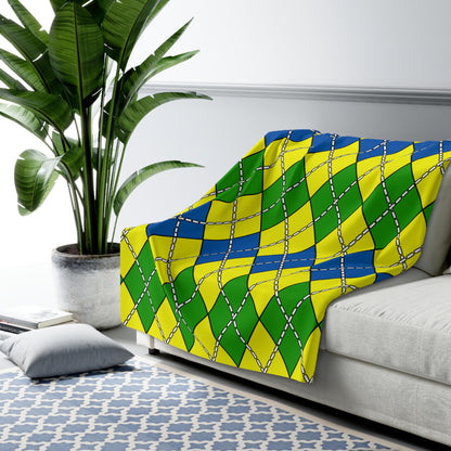 Saint Vincent And The Grenadines Retro Argyle Blanket Throw