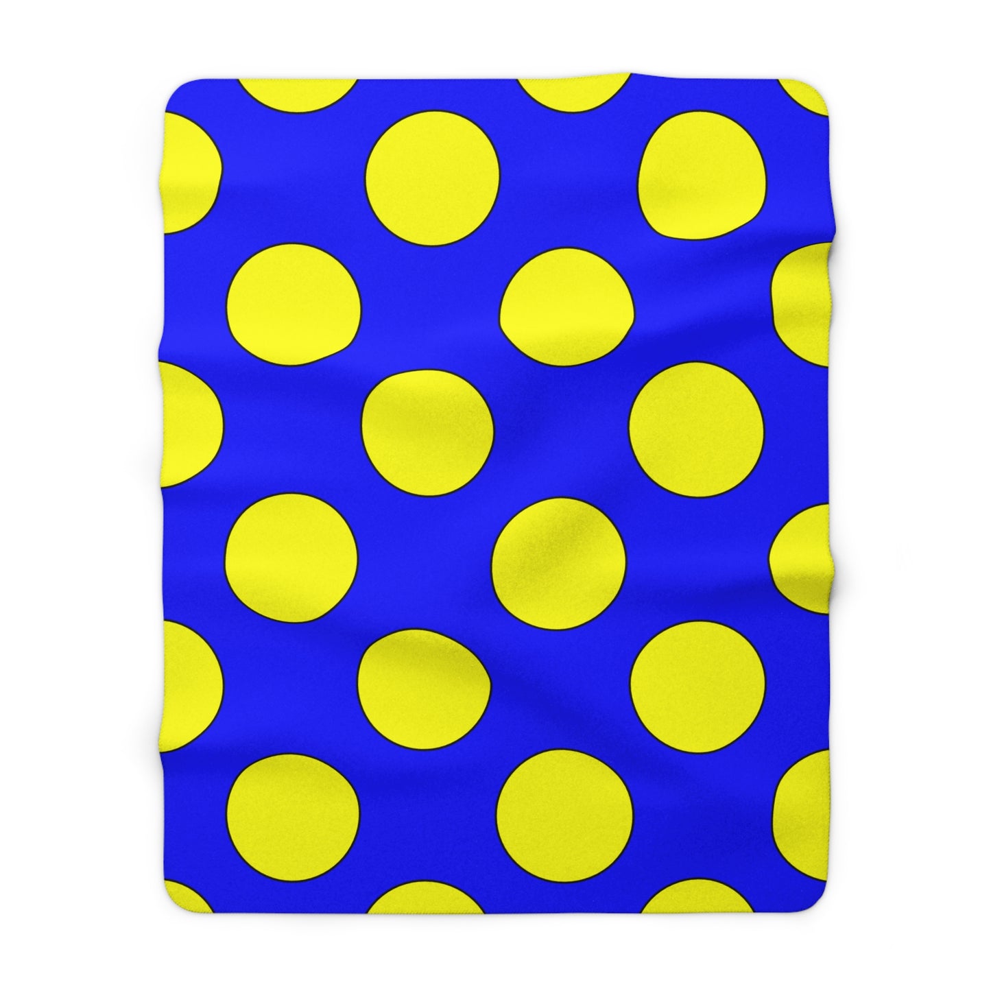 Blue, Yellow Retro Polka Dots Blanket Throw