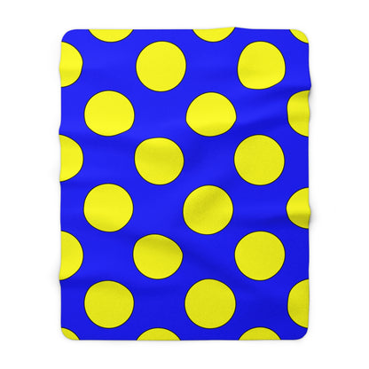 Blue, Yellow Retro Polka Dots Blanket Throw