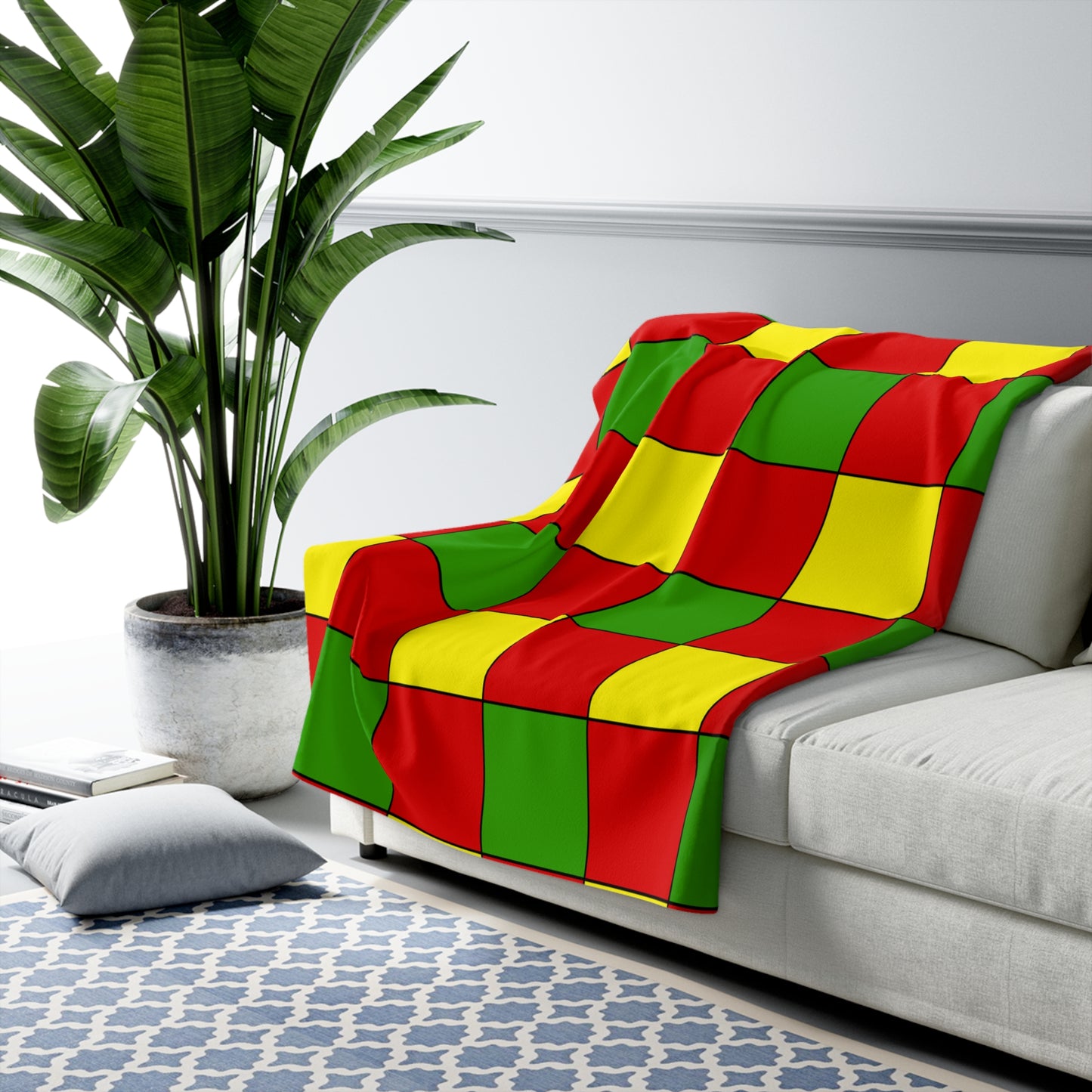 Burkina Faso Retro Check Blanket Throw