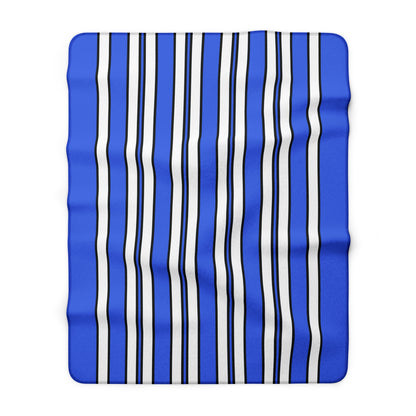 Royal Blue, White Retro Stripes Blanket Throw