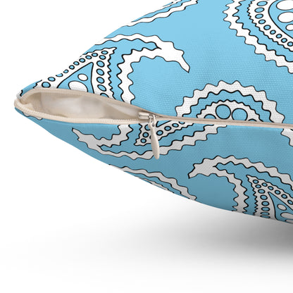 Sky Blue, White Retro Paisley Cushion Pillow