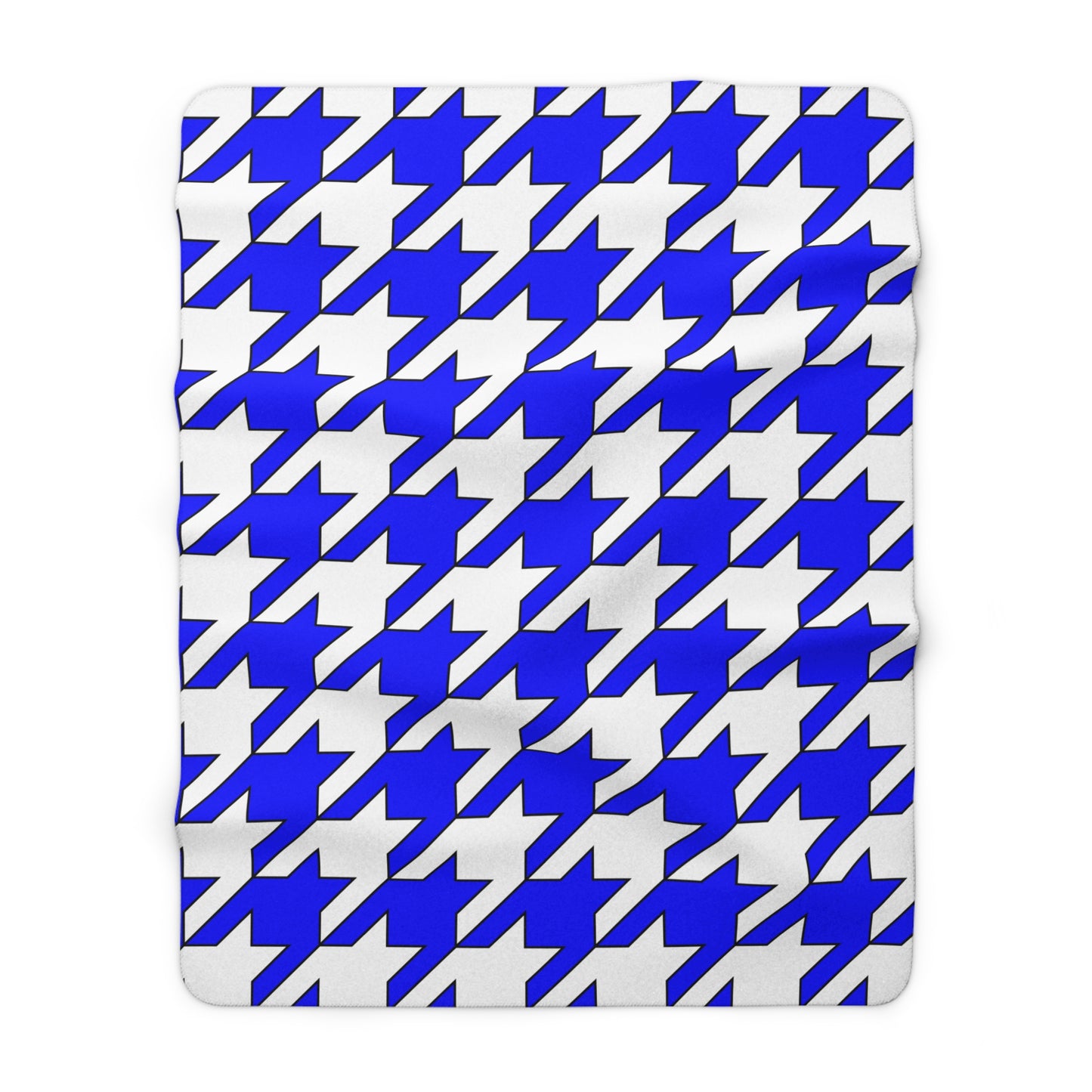 Blue, White Retro Houndstooth Blanket Throw
