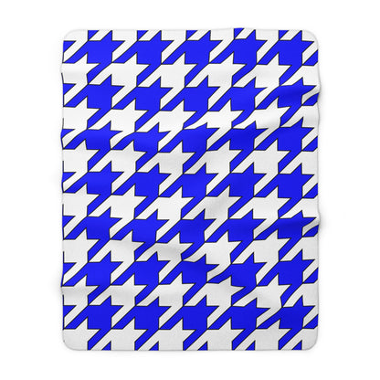 Blue, White Retro Houndstooth Blanket Throw