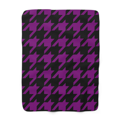 Purple, Black Retro Houndstooth Blanket Throw