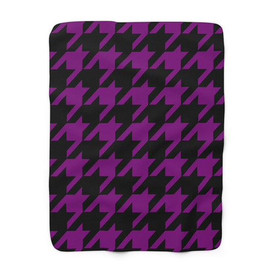 Purple, Black Retro Houndstooth Blanket Throw