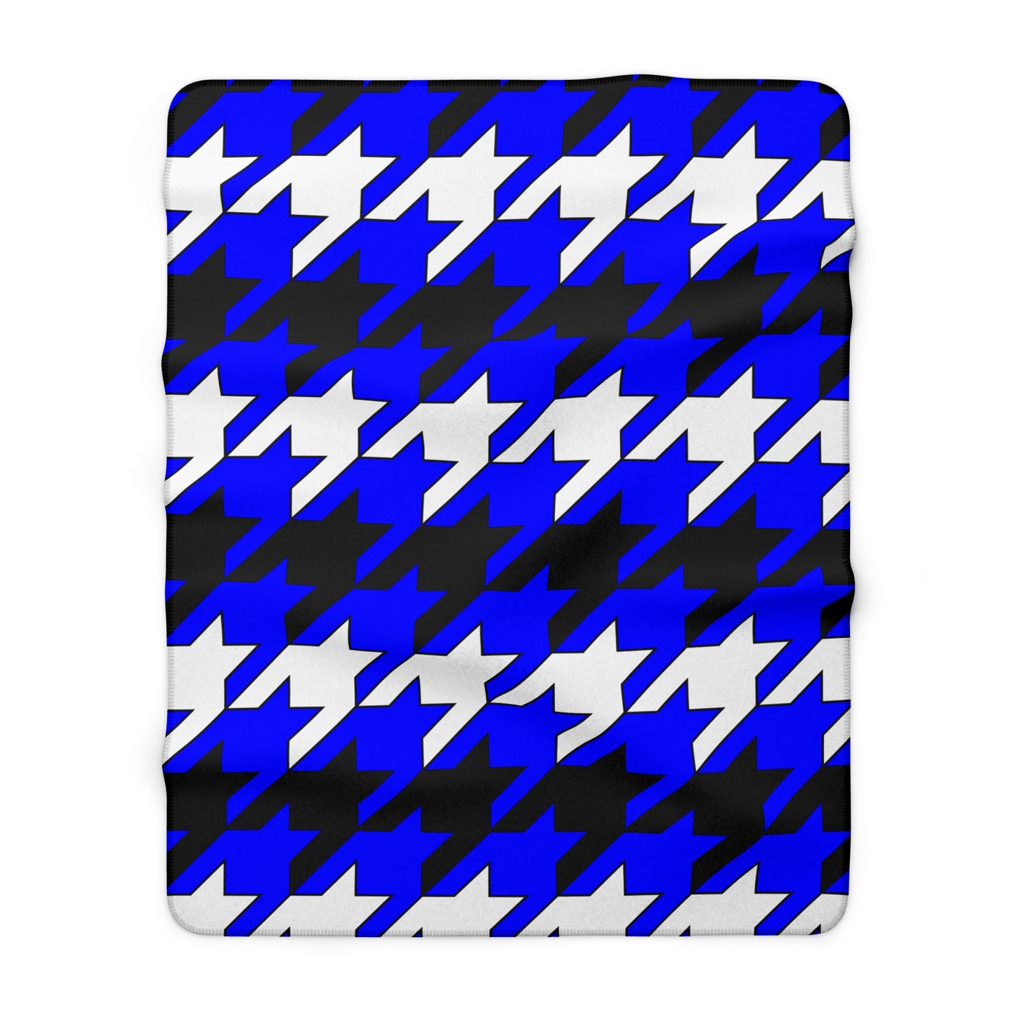 Blue, Black, White Retro Houndstooth Blanket Throw