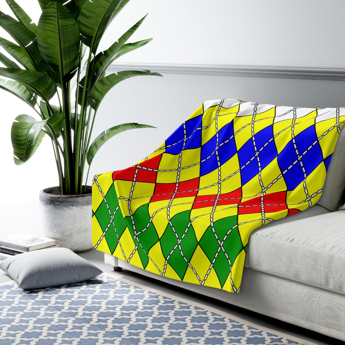 Central African Republic Retro Argyle Blanket Throw