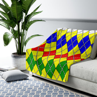 Central African Republic Retro Argyle Blanket Throw