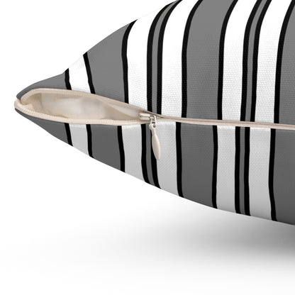 Grey, White Retro Stripes Cushion Pillow
