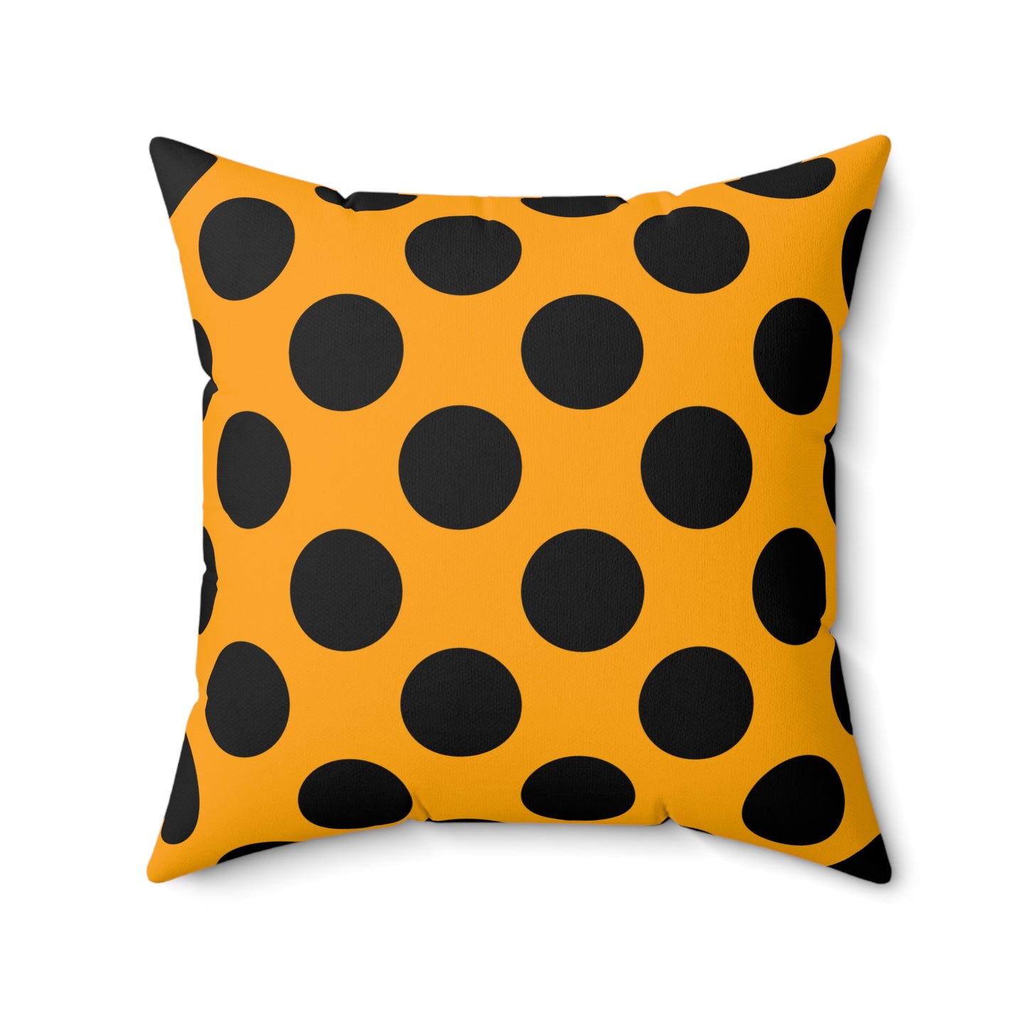 Orange, Black Retro Polka Dots Cushion Pillow