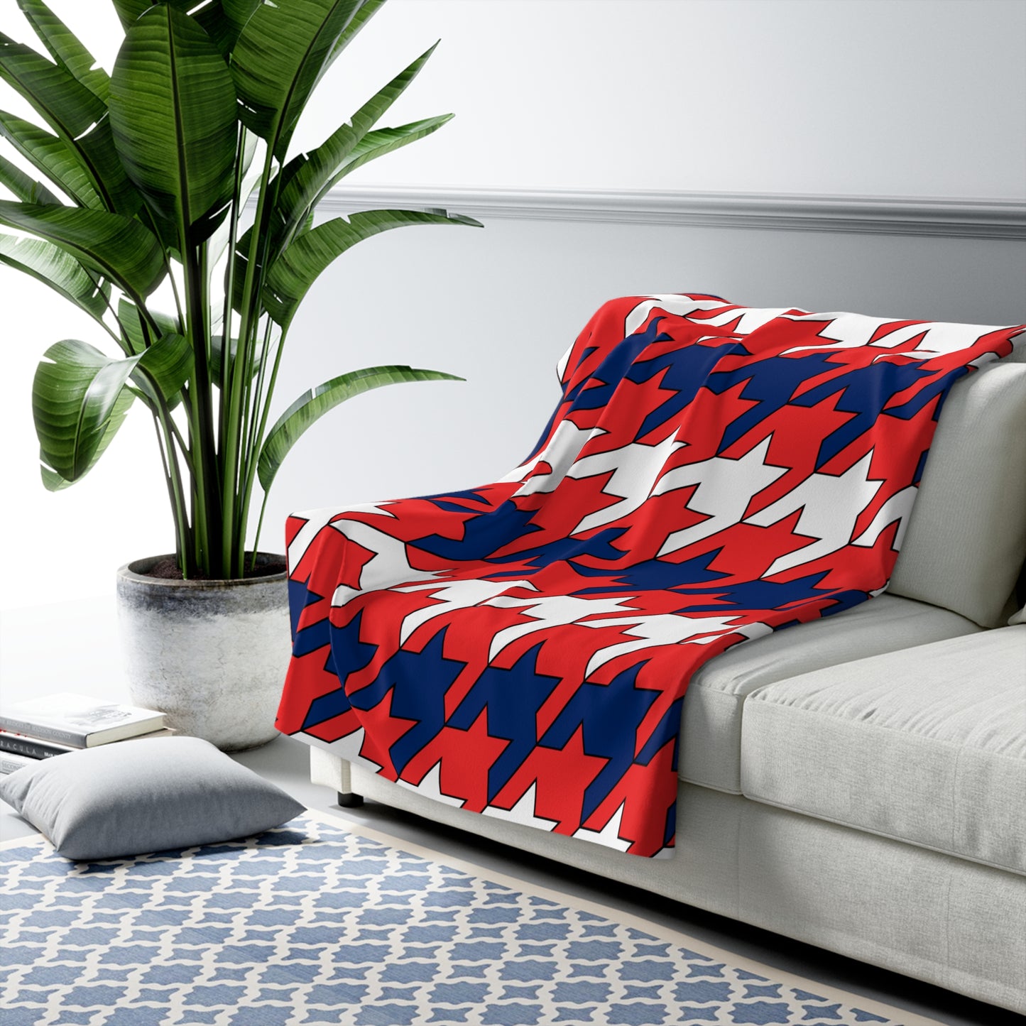 Svalbard And Jan Mayen Retro Houndstooth Blanket Throw