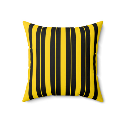 Gold, Black Retro Stripes Cushion Pillow
