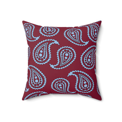 Claret, Blue Retro Paisley Cushion Pillow