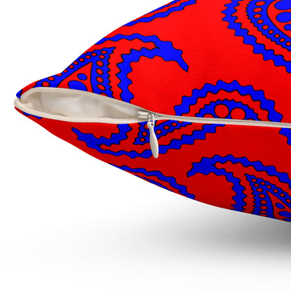 Red, Blue Retro Paisley Cushion Pillow