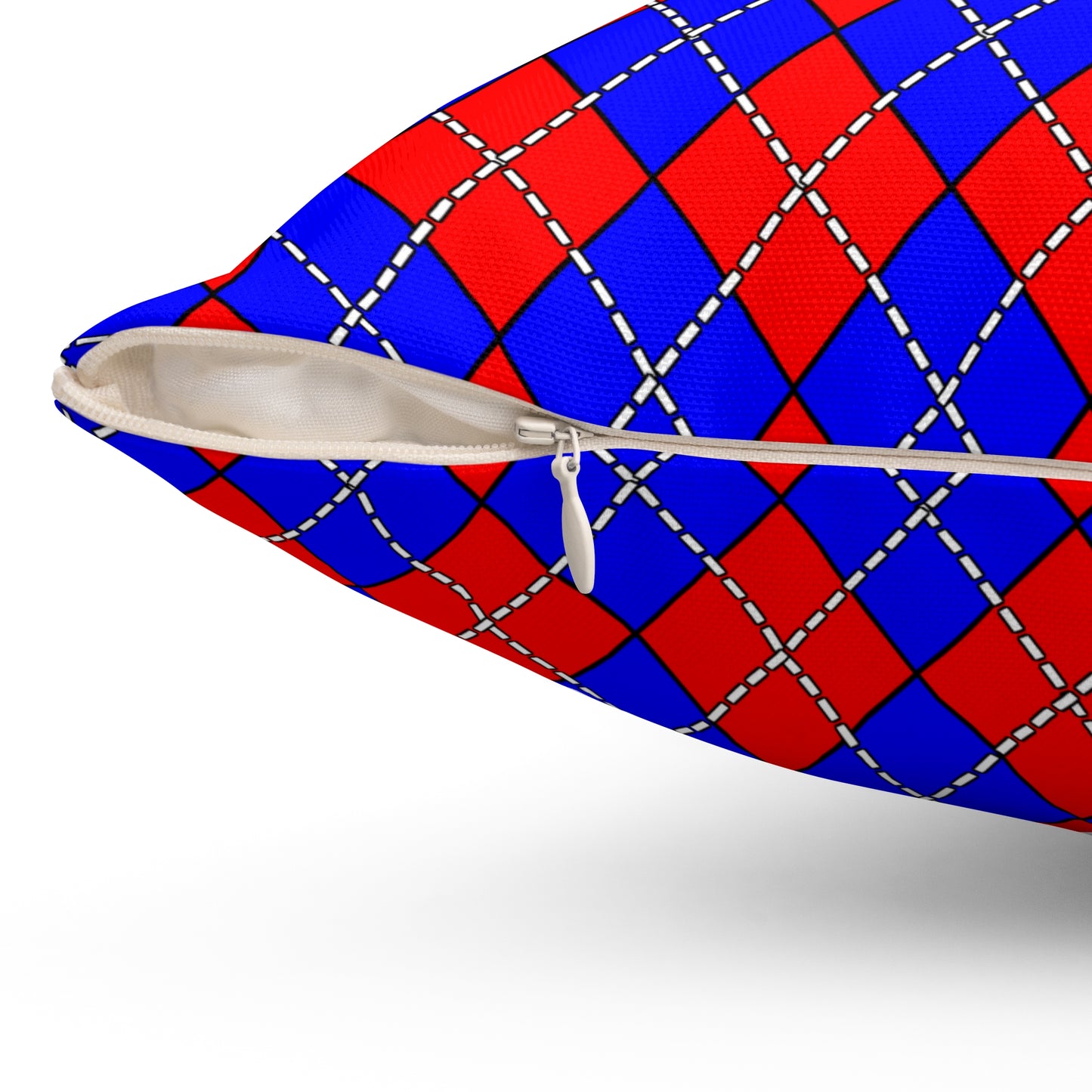 Blue, Red Retro Argyle Cushion Pillow