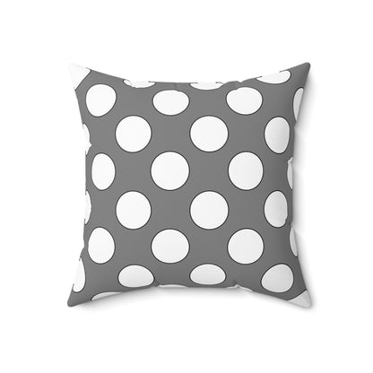 Grey, White Retro Polka Dots Cushion Pillow