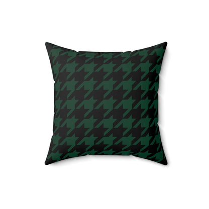 Dark Green, Black Retro Houndstooth Cushion Pillow
