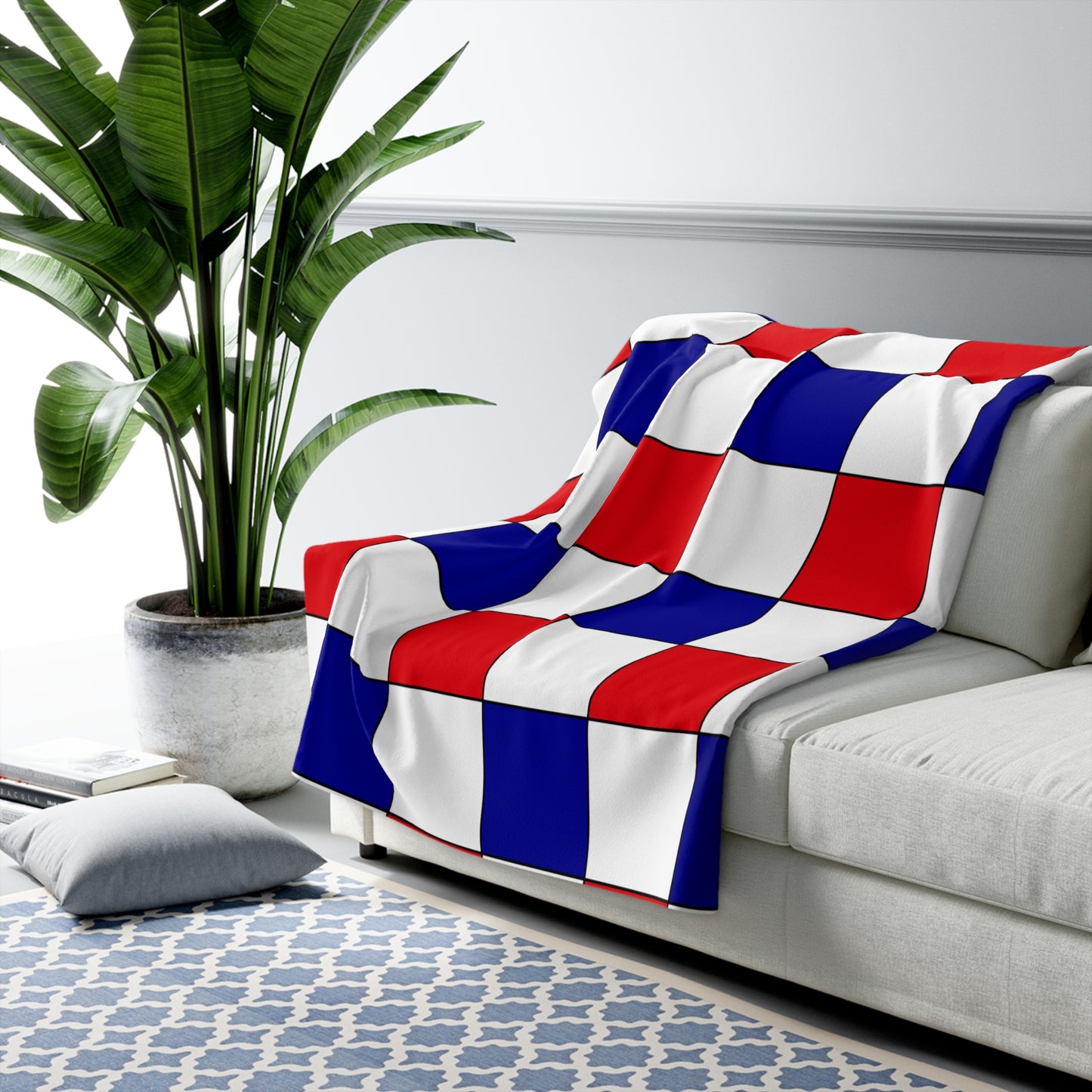 French Guiana Retro Check Blanket Throw