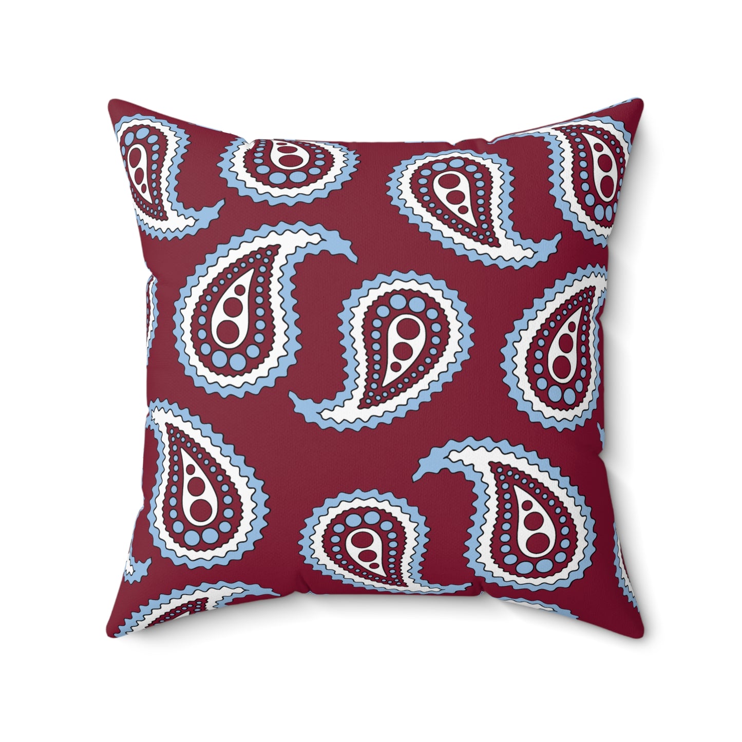 Claret, Blue, White Retro Paisley Cushion Pillow